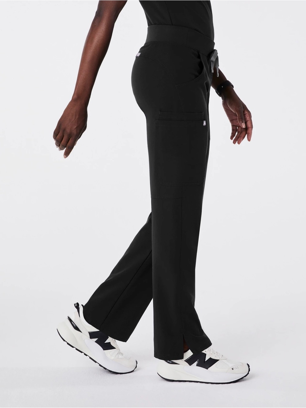 Figs Women's Black Straight-Leg Drawstring Scrub Pants - Picture 2 of 3